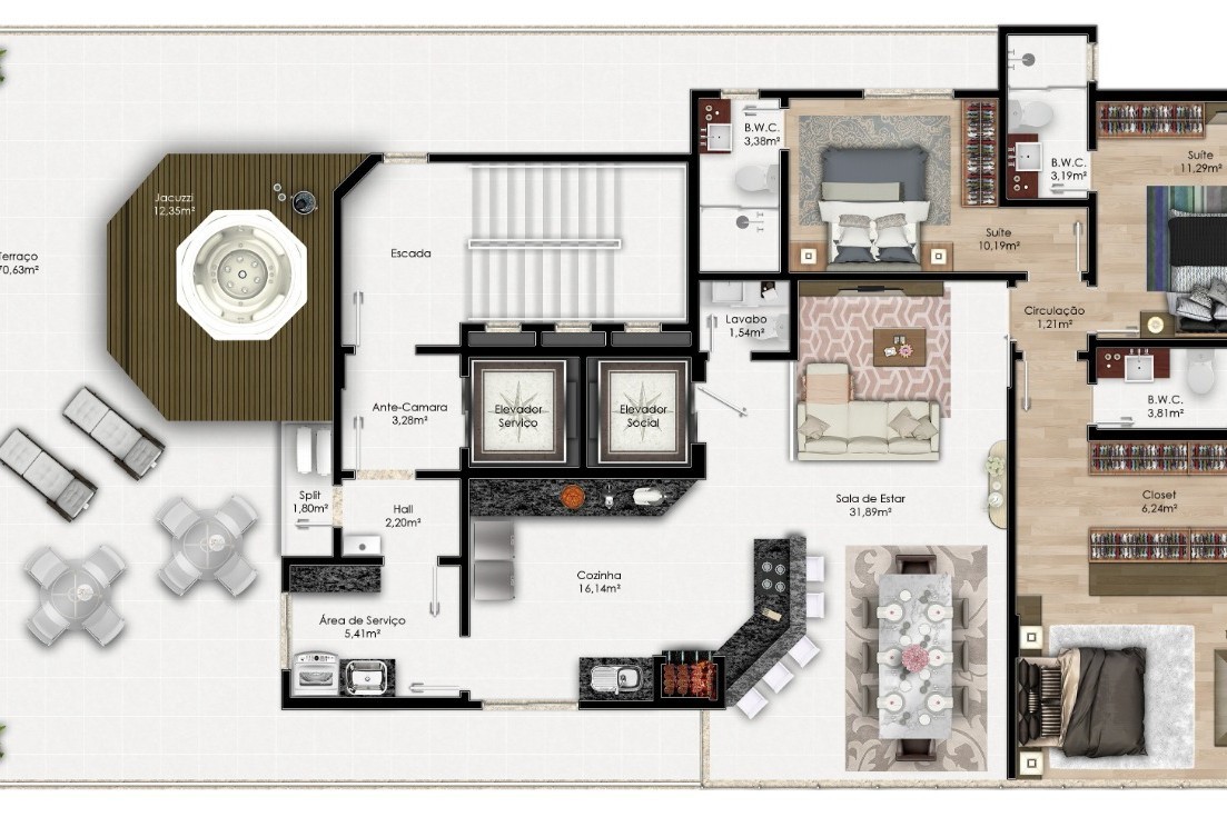 Apartamento 3 dormitórios Unique Tower, Centro - Balneário Camboriú