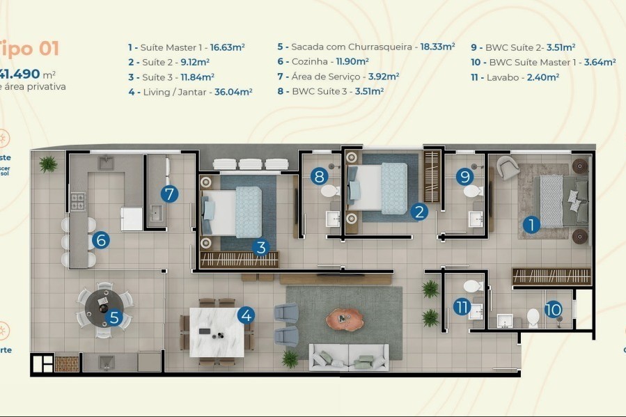 Apartamento 3 dormitórios Surfers Paradise Residence, Praia Brava - Itajaí