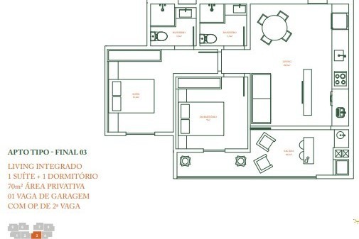 Apartamento 2 dormitórios Coral Way Residence, São Francisco de Assis - Camboriú