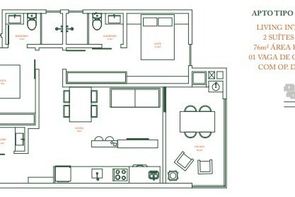 Apartamento 2 dormitórios Coral Way Residence