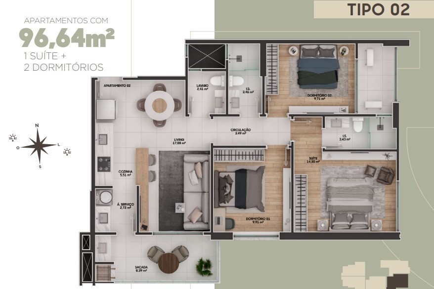 Apartamento 3 dormitórios Ravello