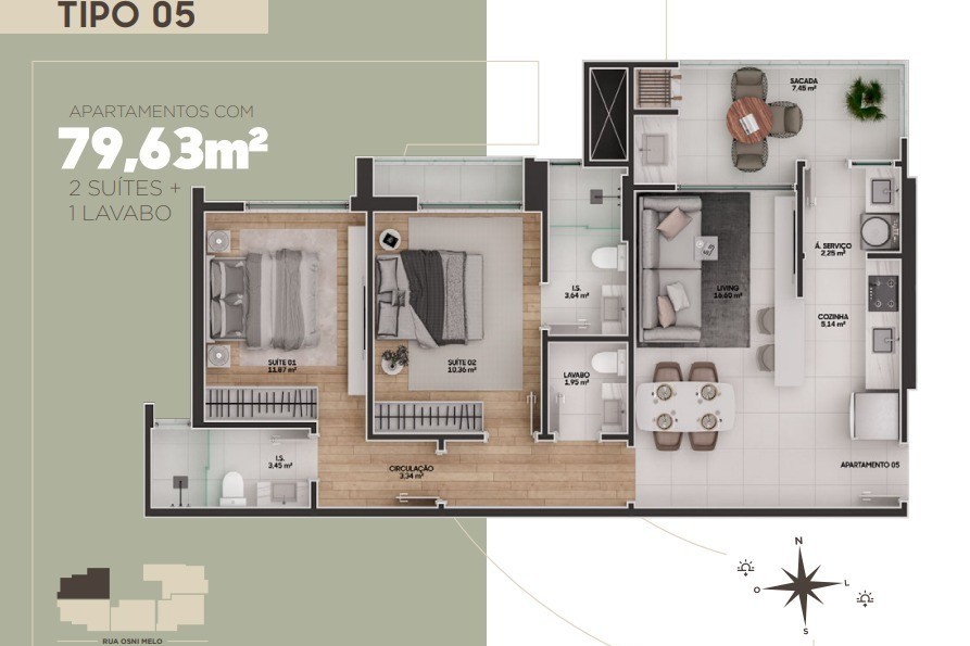 Apartamento 3 dormitórios Ravello