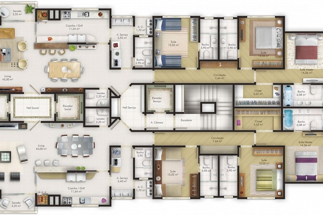 Apartamento 3 dormitórios Le Parc Residence, Centro - Balneário Camboriú