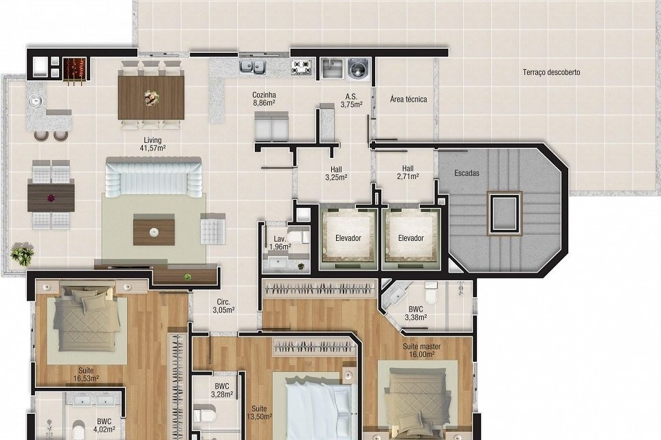 Apartamento 3 dormitórios Residencial Faller, Centro - Balneário Camboriú