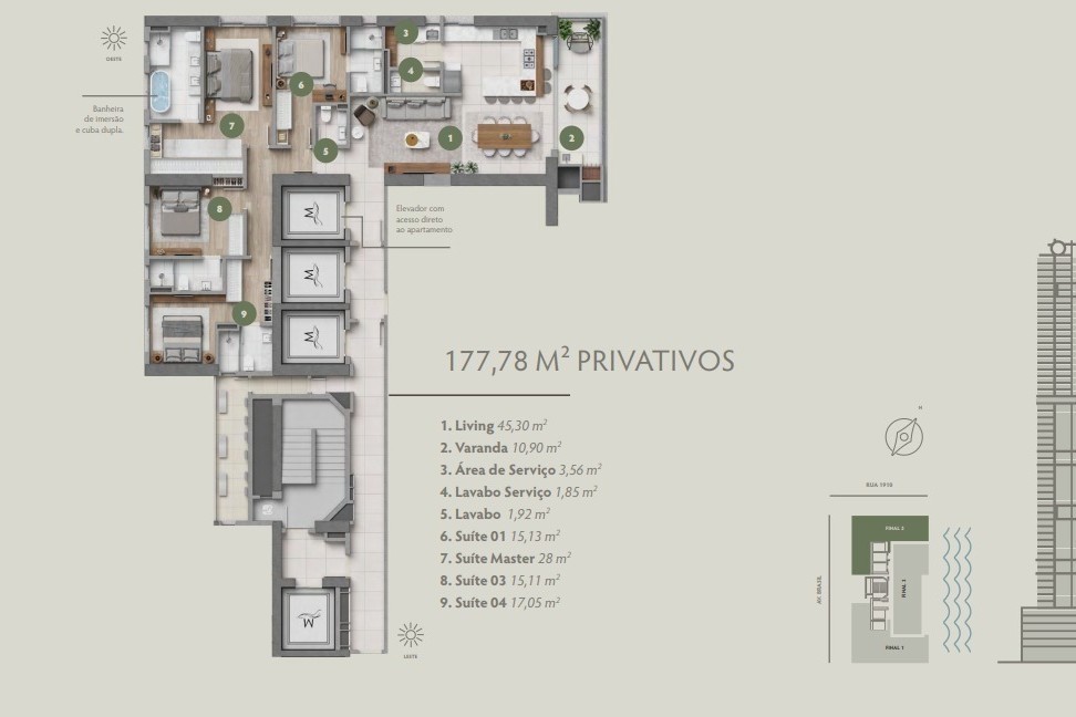 Apartamento 4 dormitórios Marena, Quadra Mar - Balneário Camboriú