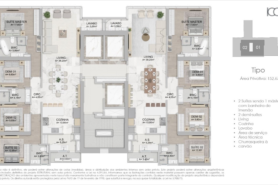 Apartamento 4 dormitórios Iconic Tower