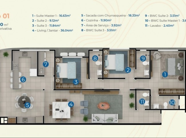 Apartamento 3 dormitórios Surfers Paradise Residence, Praia Brava - Itajaí