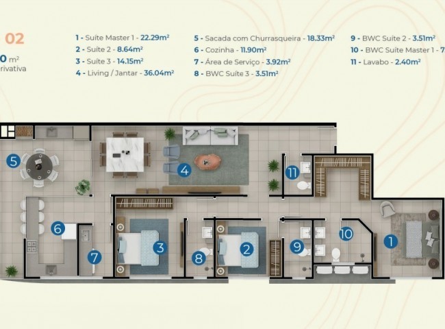 Apartamento 3 dormitórios Surfers Paradise Residence, Praia Brava - Itajaí