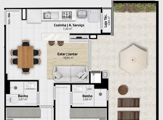 Apartamento 2 dormitórios Royal Forest Residence