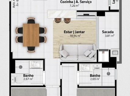 Apartamento 2 dormitórios Royal Forest Residence