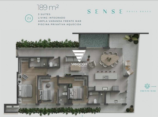 Apartamento 3 dormitórios Sense, Praia Brava - Itajaí