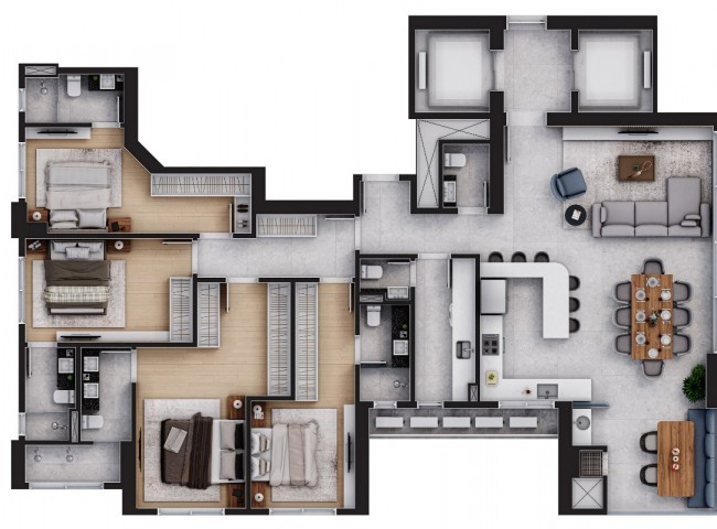 Apartamento 4 dormitórios Meridian Tower