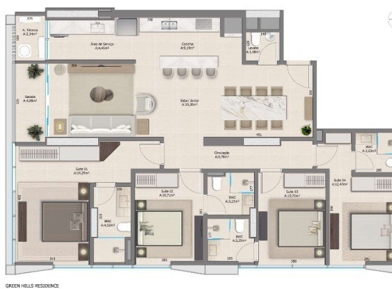 Apartamento 4 dormitórios Green Hills