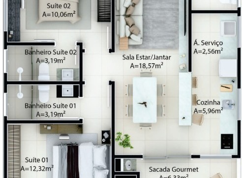 Apartamento 2 dormitórios Le Garden, SÃO FRANCISCO - Camboriú